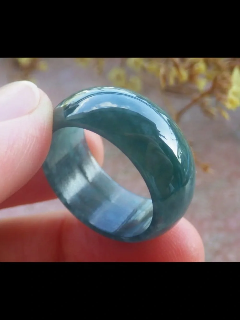 Certificate Jadeite Jewelry Jade luck Green Thick Ring Size7.75